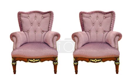 Photo for Velvet two seat detail and pillow, details of the modern and stylish furniture, isolated on white background - Royalty Free Image