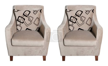 Photo for Two seat detail and pillow, details of the modern and stylish furniture, isolated on white background - Royalty Free Image