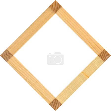 Photo for Square wooden frame cut from pine wood texture, isolated on white background - Royalty Free Image