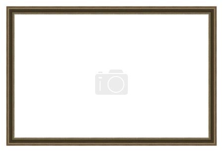 Photo for Rectangular empty wooden and silver gilded ornamental frame isolated on white background - Royalty Free Image