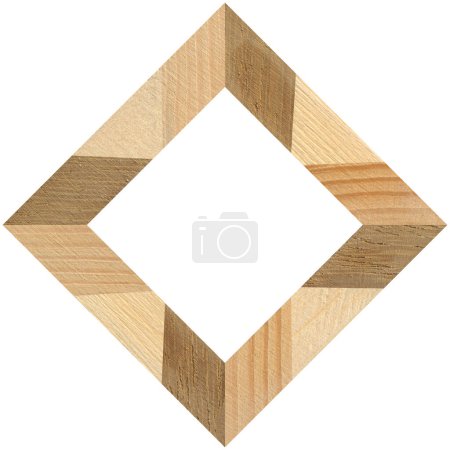 Photo for Wooden marquetry frame, wooden frame made from a combination of different woods, isolated on a white background - Royalty Free Image