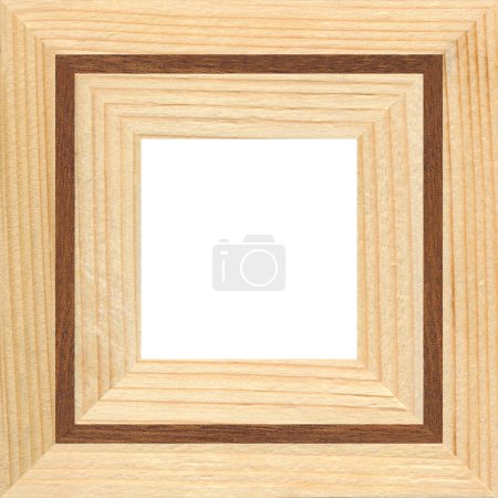Photo for Wooden marquetry frame, wooden frame made from a combination of different woods, isolated on a white background - Royalty Free Image