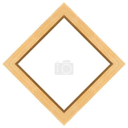 Photo for Wooden marquetry square pine walnut frame, wooden frame made from a combination of different woods, isolated on a white background - Royalty Free Image