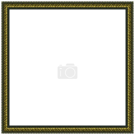 Photo for Square empty wooden and gold gilded ornamental frame isolated on white background - Royalty Free Image