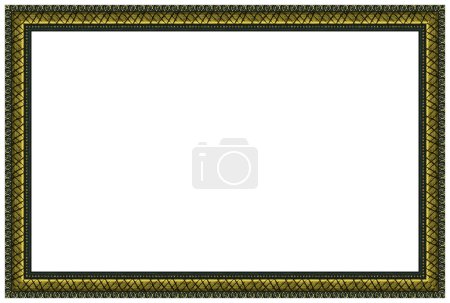 Photo for Rectangle empty wooden and gold gilded ornamental frame isolated on white background - Royalty Free Image