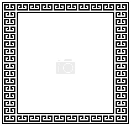 Greek frame ornaments, meanders. Square meander border from a repeated greek motif Vector illustration on a white background