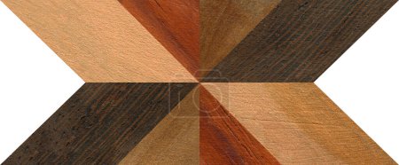 Marquetería de madera, patrones creados a partir de la combinación de diferentes maderas de ébano y nogal, piso de madera, parquet, tabla de cortar