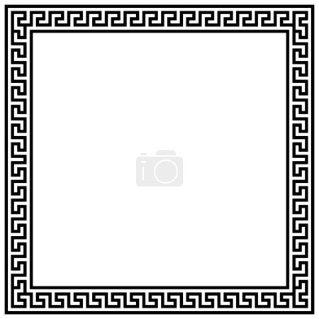Greek frame ornaments, meanders. Square meander border from a repeated greek motif Vector illustration on a white background