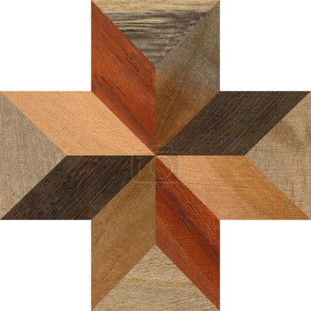 Holzintarsien, Muster aus verschiedenen Ebenholz- und Nussbaumhölzern, Holzboden, Parkett, Schneidebrett