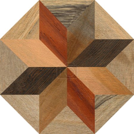 Wooden marquetry, patterns created from the combination of different ebony and walnut woods, wooden floor, parquet, cutting board