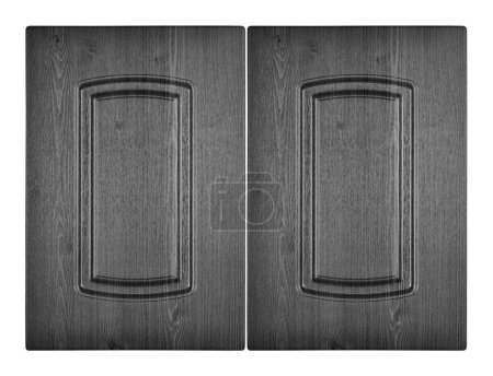 Decorative black white two wooden kitchen oak cabinet door isolated on white background