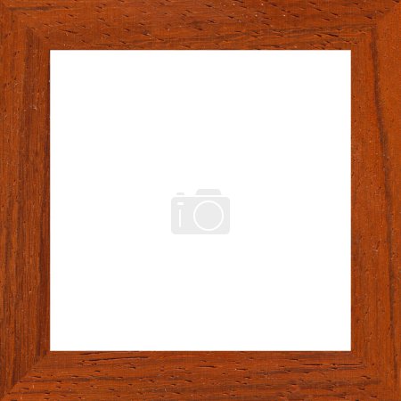 Photo for Wooden marquetry square walnut frame, wooden frame made from a combination of different woods, isolated on a white background - Royalty Free Image