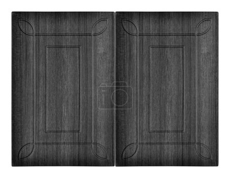 Décoratif noir blanc acajou cuisine en bois deux portes d'armoire isolé sur fond blanc