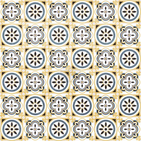 Illustration for Ethnic pattern for the design of the floor, kitchen, tiles, textiles, wallpaper, packaging. Ethnic motif, Scandinavian tiles, design. simple geometric patternvector - Royalty Free Image
