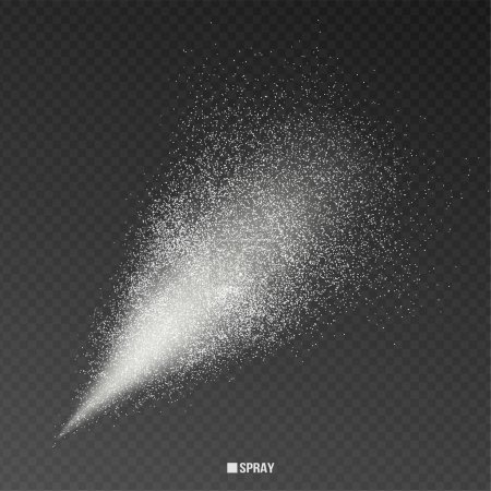 Illustration for Airy water spray.Mist.Sprayer fog isolated on black transparent background. Airy spray and water hazy mist clean illustration.Vector illustration for your design, advertising, brochures - Royalty Free Image