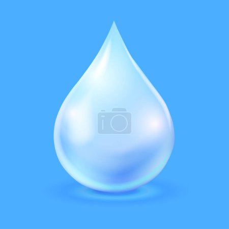 Illustration for Blue shiny water drop. Vector illustration. - Royalty Free Image