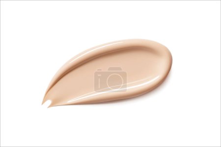 Illustration for Foundation beige stroke. Face Cosmetic, make up. Cream texture, liquid cosmetic smear. Foundation, BB cream, CC cream, Concealer, face skin product. Realistic Vector Illustration - Royalty Free Image