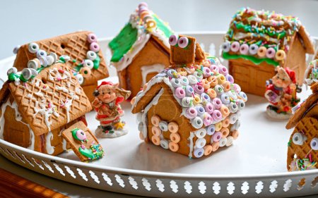 Photo for Gingerbread house decorated with frosting and candy Kumla Sweden december 24 2022 - Royalty Free Image