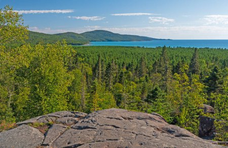 Forest and Lake Viewed From a High Cliff at Neys Provincial Park in Ontario