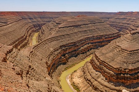 Dramatic Canyon and Cliffs Caused by a Meandering San Juan River in Goosenecks State Park in Utah