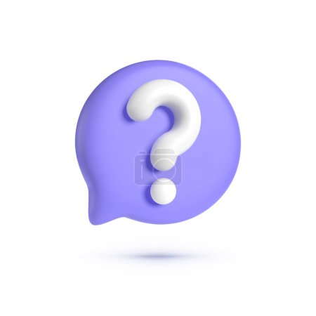 Illustration for Question mark 3D icon on white background. Realistic 3d purple question mark vector illustration. Business icon, symbol for business. businessman icon. Vector illustration. - Royalty Free Image