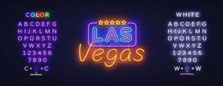 Illustration for Vintage las vegas neon, great design for any purposes. Vector graphic illustration. Editing text neon sign. Design element. - Royalty Free Image