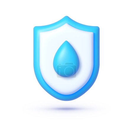 Illustration for Water shield 3d, great design for any purposes. Internet network concept. Environment concept. Vector icon. - Royalty Free Image