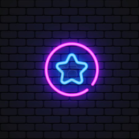 Illustration for Star neon icon in black background. Vector illustration. - Royalty Free Image