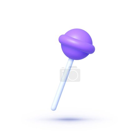 Illustration for Sweet lollipop 3d on white background. Holiday, birthday. Isolated vector illustration. - Royalty Free Image