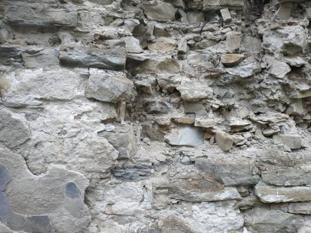 Foto der alten Burgmauer. Alte Wandstruktur
