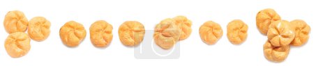 Photo for Set of delicious kaiser rolls isolated on white, top view - Royalty Free Image