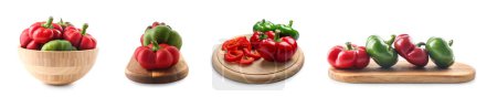 Set of different bell peppers isolated on white Poster 620165920