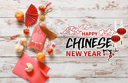 Hermosa tarjeta de felicitación para el Año Nuevo Chino 