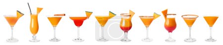 Téléchargez les photos : Collage de délicieux martini tarte à la citrouille sur fond blanc - en image libre de droit