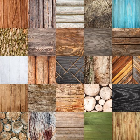 Photo for Collage of wooden textures, closeup view - Royalty Free Image