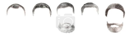 Téléchargez les photos : Ensemble de coiffures homme différentes pour designers isolés sur blanc - en image libre de droit