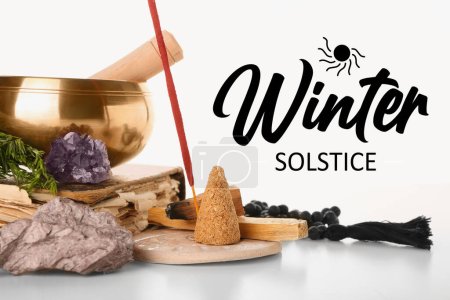 Téléchargez les photos : Belle carte de vœux pour la célébration du solstice d'hiver - en image libre de droit