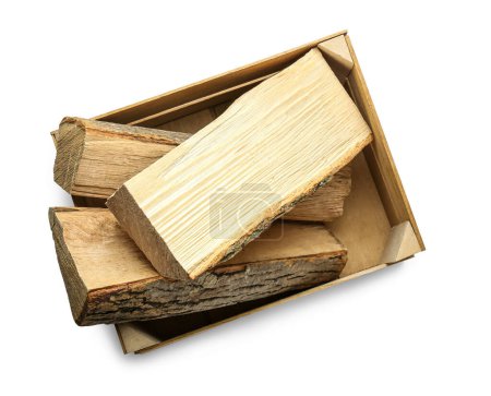 Photo for Box with firewood on white background - Royalty Free Image