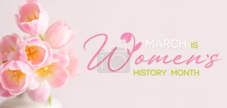 Téléchargez les photos : Banner for Women's History Month with beautiful flowers - en image libre de droit