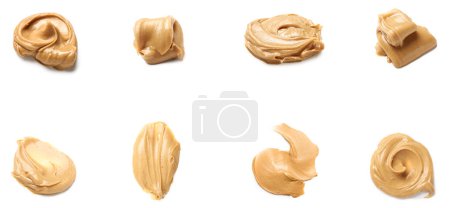 Foto de Collage of nut butter on white background - Imagen libre de derechos
