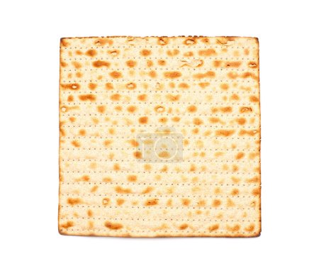 Foto de Matza de pan plano judío para Pascua aislado sobre fondo blanco - Imagen libre de derechos