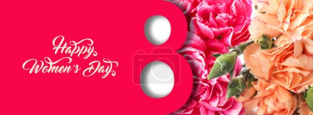 Photo for Beautiful greeting card for Happy Women's Day with carnation flowers - Royalty Free Image