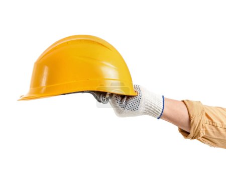 Téléchargez les photos : Travailleur avec casque sur fond blanc - en image libre de droit