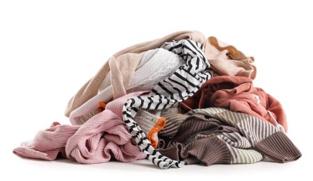 Photo for Stack of dirty clothes on white background - Royalty Free Image