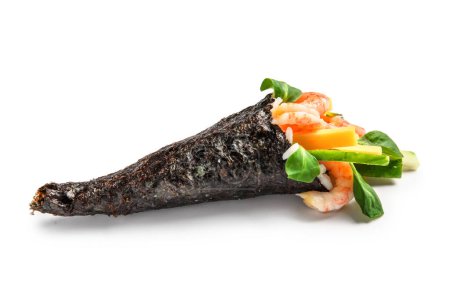 Foto de Delicioso cono de sushi sobre fondo blanco - Imagen libre de derechos
