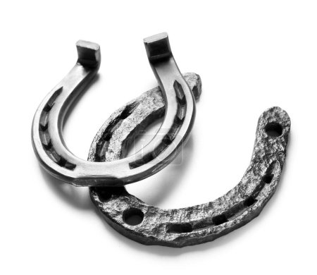 Metal horseshoes isolated on white background