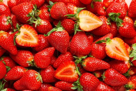 Photo for Texture of fresh strawberries as background - Royalty Free Image
