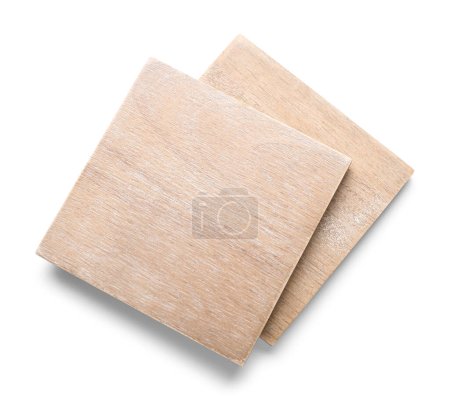 Foto de Posavasos de madera aislados sobre fondo blanco - Imagen libre de derechos