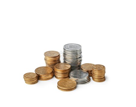 Photo for Stacks of coins isolated on white background - Royalty Free Image