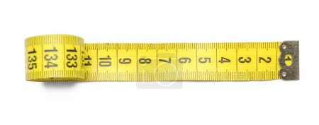 Photo for Yellow tape measure on white background - Royalty Free Image